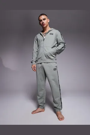 EA7 Armani cuffed trackies with logo tape detail in sage green (part of a set)