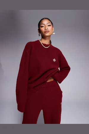 The Couture Club Oversized fluffy knitted jumper in (part of a set)-Red
