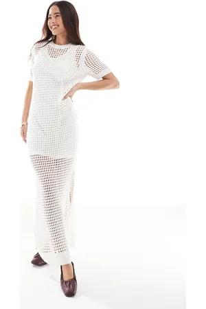 AllSaints Paloma crochet maxi dress in white