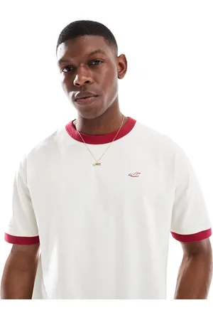 Hollister Icon washed boxy t-shirt with contrast binding in -Neutral