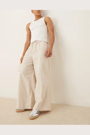 ASOS Super baggy linen blend pants in -Neutral
