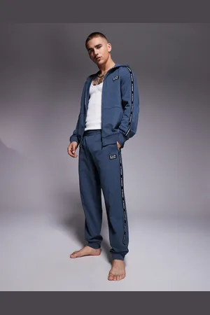 EA7 Armani cuffed trackies with logo tape detail in dark grey (part of a set)