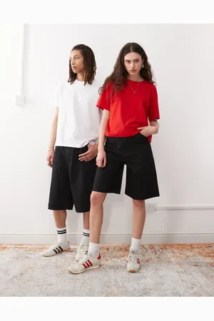 Weekday Astro unisex linen look longline shorts in