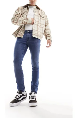 Only & Sons Warp skinny fit jeans in mid wash-Blue