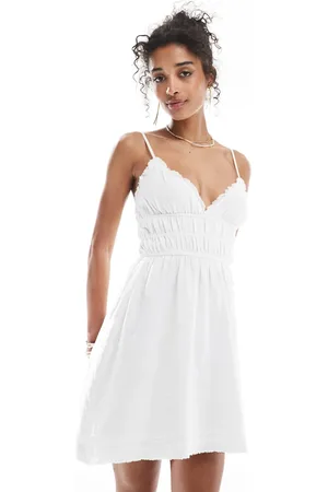 Bershka Frill detail strappy mini dress in