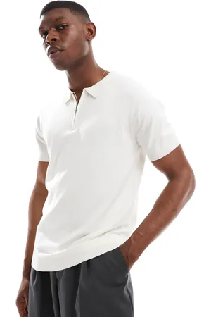 French Connection French Connection short sleeve knitted zip polo shirt in -White
