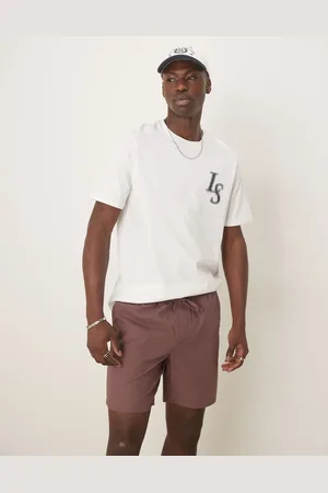 ASOS Slim mid length linen blend shorts in