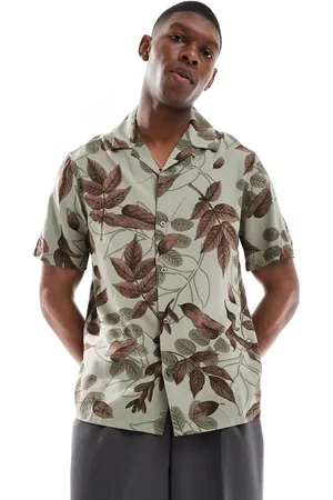 French Connection French Connection short sleeve revere shirt in print-Green