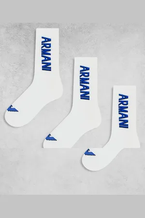 Emporio Armani Bodywear 3 pack logo crew socks in white