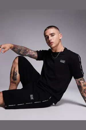 EA7 Armani cuffed sweat shorts with logo tape detail in (part of a set)