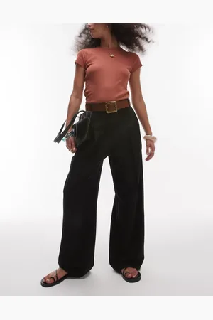 Topshop Premium double pleat straight leg tailored pants in