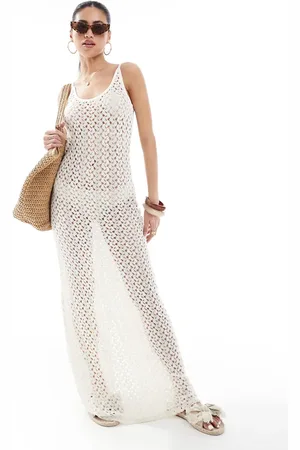 ONLY Crochet maxi dress in beige-Neutral