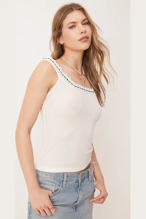 Free People Only You ribbon detail tank top in -White