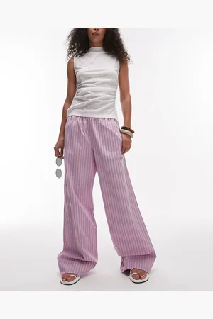 ARKET Poplin straight leg pants with pull-on waist in -Purple