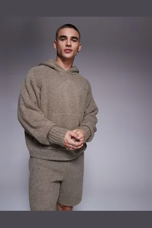 The Couture Club Boucle knit hoodie in brown (part of a set)-Grey