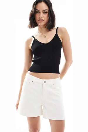 JJXX Denim mom shorts in off white