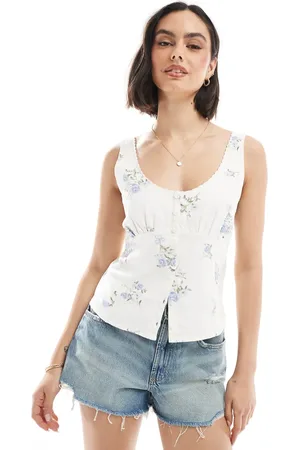 Hollister Low neckline linen button through singlet in