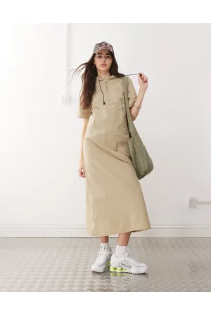 COLLUSION Sports hooded A-line maxi dress in -Brown