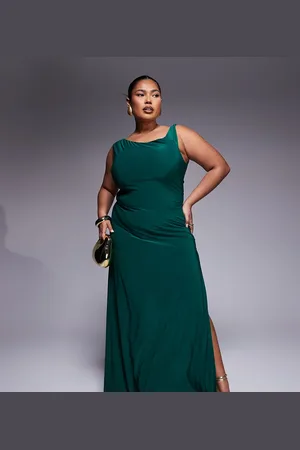 ASOS ASOS DESIGN Curve twist shoulder maxi dress with lace up back in