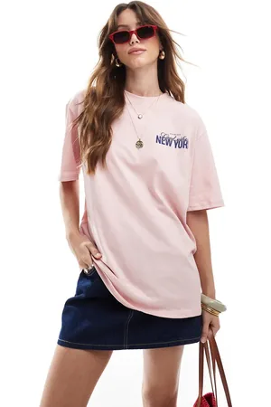 Stradivarius New York oversized t-shirt in pale