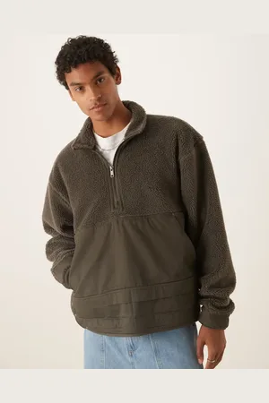 adidas Premium Essentials half-zip sweat in khaki-Green