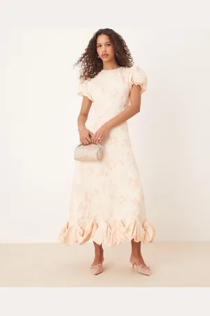 Sister Jane Puff sleeve bubble hem maxi dress in peachy floral-Pink