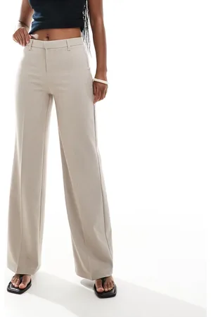 Bershka High waisted tailored pants in beige melange
