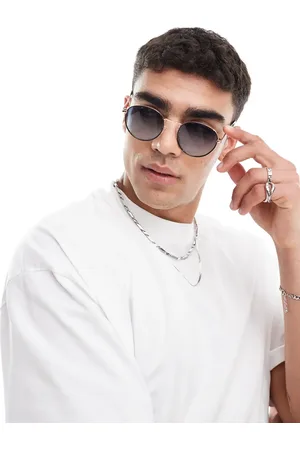 JACK & JONES Round sunglasses in gold with blue lens