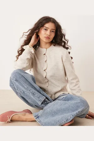 JDY Frill details knitted cardigan in -White