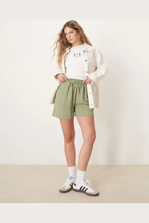 VILA Loose fit tie waist shorts in