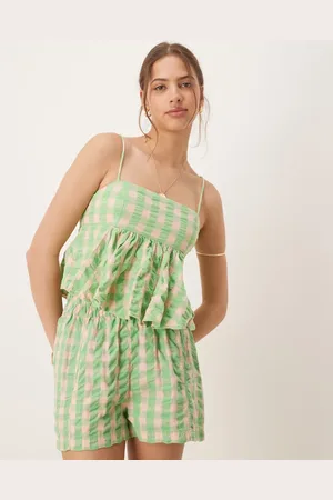 Free People Plaid print camisole top green (part of a set)