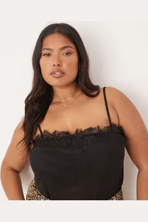 ASOS ASOS DESIGN Curve mesh lace trim bodysuit in