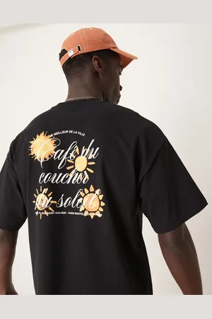 SELECTED Oversized heavyweight t-shirt with sun back print in