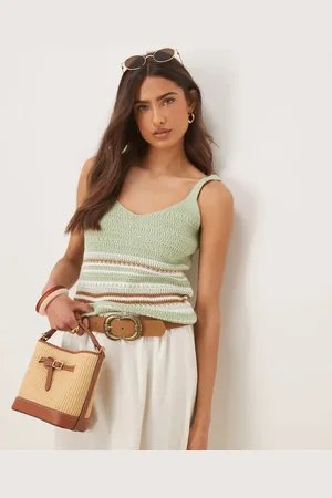JDY Crochet cami top in stripes
