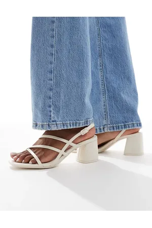 Stradivarius Cross strap heeled sandals in -Neutral