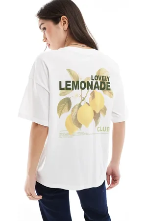 ONLY Oversized tee in lemon print-White
