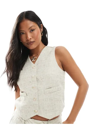 VERO MODA Tailored waistcoat in oatmeal (part of a set)-Neutral