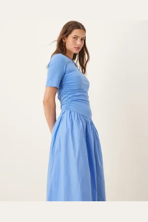 Never Fully Dressed Cotton poplin drop hem maxi dress in -White