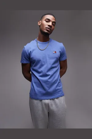 Tommy Hilfiger Regular badge logo t-shirt in blue melange