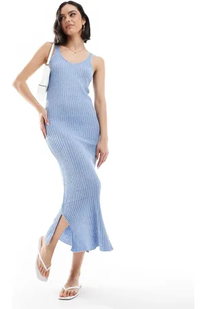 ONLY Knitted midaxi dress in light blue