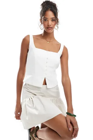 Stradivarius Tailored square neck singlet top in
