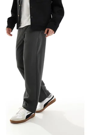 Bershka Wide leg tailored pants in -Grey