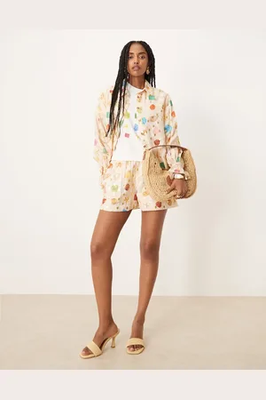 Never Fully Dressed Multi-colour shell print shirt in (part of a set)-White