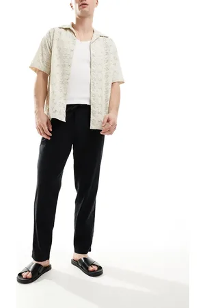 JACK & JONES Slim tapered drawstring linen pants in