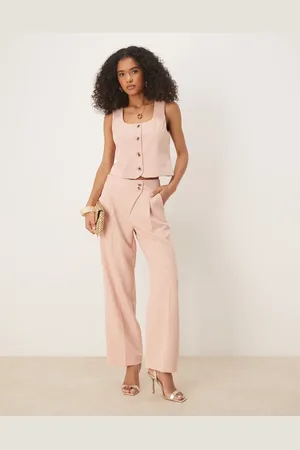 VILA Pleat front tailored wide leg pants in (part of a set)-Pink