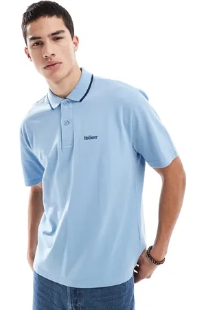 Hollister Logo detail polo top with contrast seam collar in