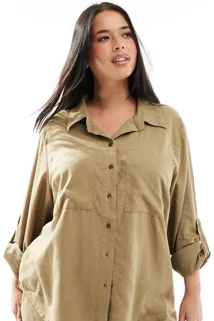 ONLY Linen mix shirt in light (part of a set)-Green