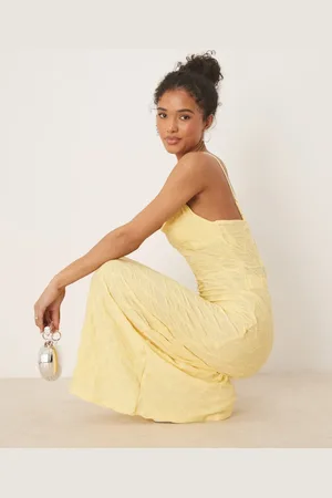 VILA Textured jersey cami maxi dress in pale yellow