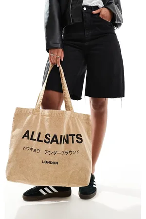 AllSaints Underground tote bag in stone-Brown