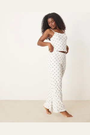 Boux Avenue Mono bow cami and pants set in -White